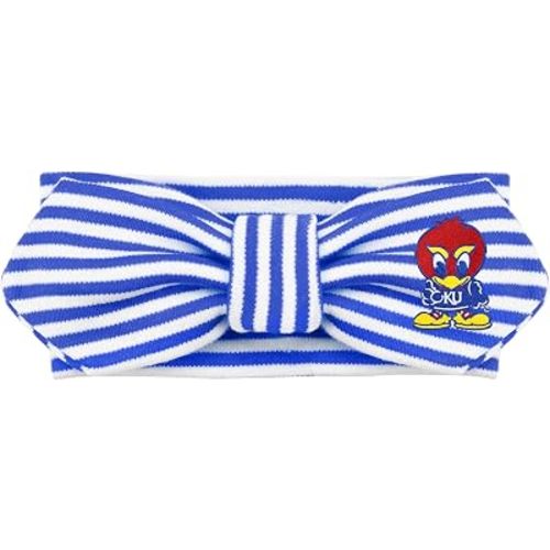 Girls Striped Hair Knot, Kansas Jayhawks, Royal/White, Newborn - 4T