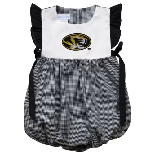 Girls Infant Vive La Fete Black Missouri Tigers Gingham Puffy Bubble Dress