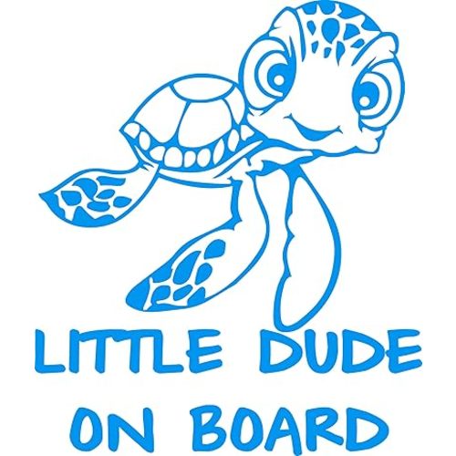 STICKER DAD - Little Dude on Board (Squirt) Die-Cut Vinyl Decal - (Size: 6 inch X 4 inch Color: You Choose) - for Car, Truck, Windows, RV, Trailers, Bumpers, Laptop, Lockers, etc. (Cool Blue)