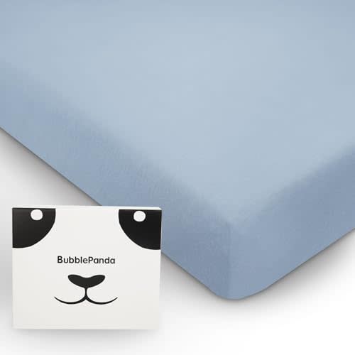 BubblePanda Rayon Made from Bamboo Crib Sheets for Baby Boys Girls Neutral Soft Stretchy Fitted Crib Mattress Sheet Standard 52" x 28" (Blue)