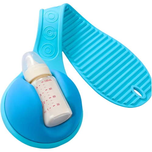 Rqgbe Baby Bottle Holder Hands Free, Anti-Shedding and Anti-Slip, Soft Silicone, Blue