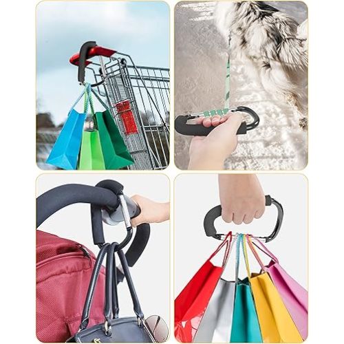 Stroller Hooks, 6.3" Large Stroller Clip, 2 Pack Stroller Hooks for Hanging Bags and Shopping, Stroller Accessories for Mommy, Large Carabiner
