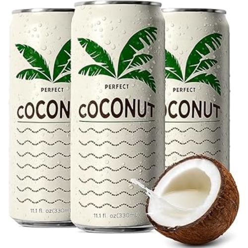 Knashi 100% Pure Coconut Water - No Added Sugar, 12 Can Each W/ 72 Calories & 11.1 Fl Oz - Non-GMO Tropical Pure Coconut Flavor