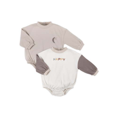 Little Star Organic Baby Unisex 2Pk Sweatshirt Rompers, Size Newborn-12 Months