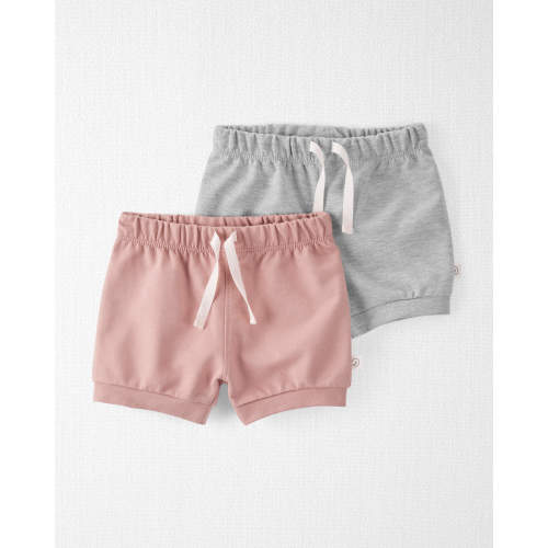 Baby 2-Pack Organic Cotton Shorts - Style,Dusty Rose, Grey