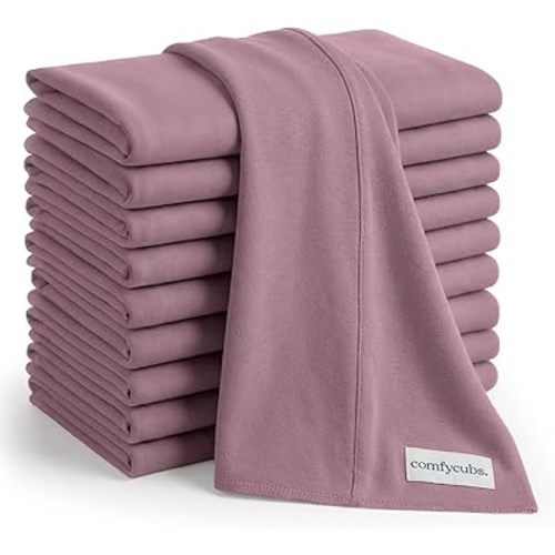 Comfy Cubs Baby Burp Cloths Set (Pack of 10) - Large, 6-Layer, Ultra Absorbent 100% Cotton for Infant Spit-Up, Drool, and Messes - Soft, Gentle, Thoughtful New Born Baby Gifts, Mulberry