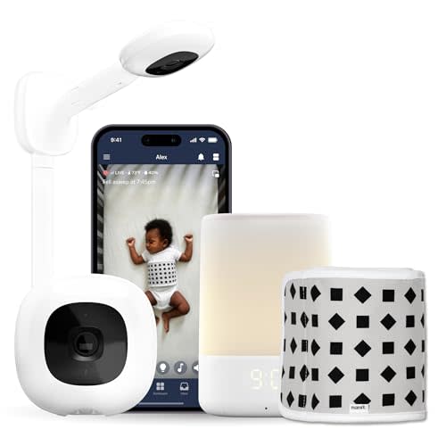 Nanit Essentials Smart Baby Monitor with Wall Mount – 1080p HD Wi-Fi Camera, Sensor-Free Breathing Monitoring, Sleep Tracking, Two-Way Audio, Night Vision, Sound & Motion Notifications, White