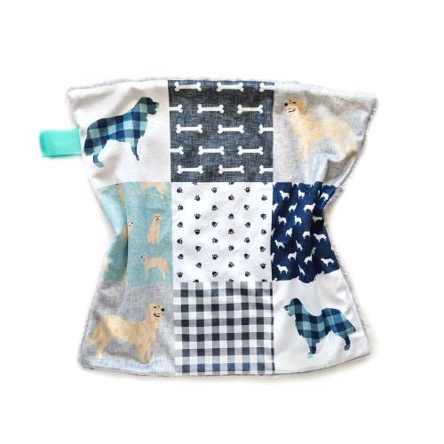 Golden Retriever Lovey Blanket, Minky Lovey for babies, Dog Lovie Security Blanket