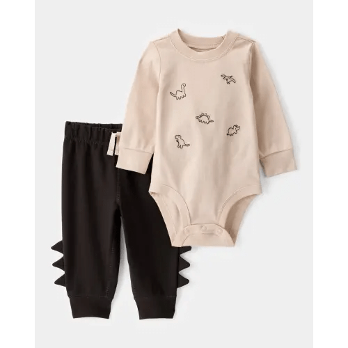 Baby Boy 2-Piece Dinosaur Long-Sleeve Bodysuit Pant Set - Brown | Carter's