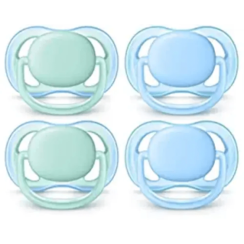 Philips AVENT Ultra Air Pacifier, 0-6 Months, Blue/Green, 4 Pack, SCF244/40 - 0-6m - Pink/Peach