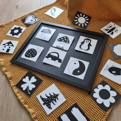24 contrast cards for babies - black and white, gift for birth, contrast pictures Montessori toy Baby High contrast Cards Tummy time