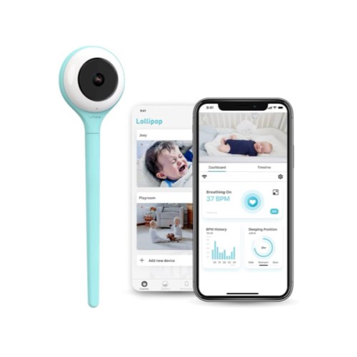 Lollipop Baby Monitor (Turquoise) - Full-Featured Smart Wi-Fi Camera of True Crying Detection with Extra in-App Plan of Breathing Monitoring/Sleep Tracking-Accessories Free/7 Days Trial Period