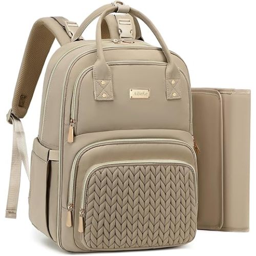 Diaper Bag Backpack - Large Multi functional, Boys, Girls & Baby Travel Essentials Tote with Changing Pad, Insulated Pockets, Stroller Straps, Waterproof - Diaper Bag for Mom & Maternity (Brown Taupe)