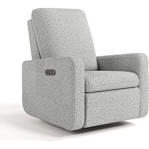 Graco Teddi Power Recliner Swivel Glider, Electronic Power Recline, Oeko-TEX 100 Certified, USB-A & USB-C Charger, Premium Cushioning & Comfort – (Dune Basketweave)
