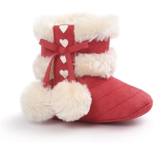 ESTAMICO Baby Girl Plush Winter Snow Bowknot Boots