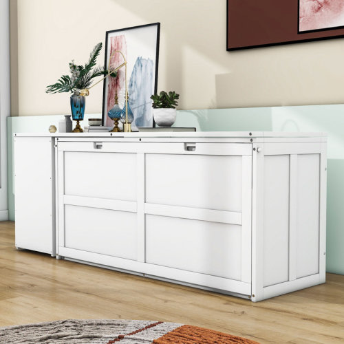 Red Barrel Studio® Calletano Queen Wood Murphy Bed with Rotable Desk | Wayfair