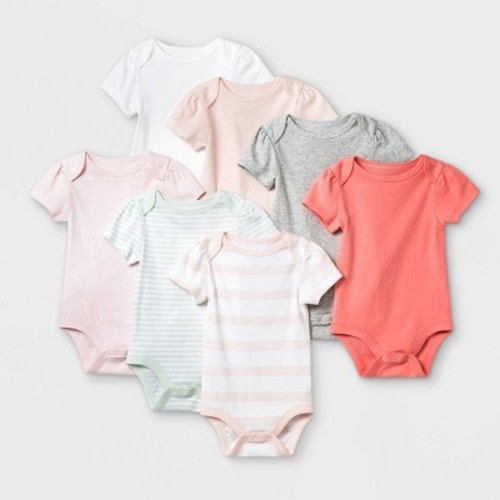 Baby Girls' 7pk Basics Bodysuits - Cloud Island™ Brown