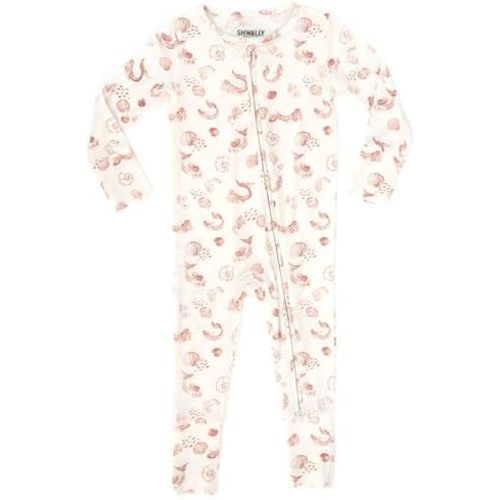 Shwally Organic Baby Bamboo Rompers, Mermaids 0-3M