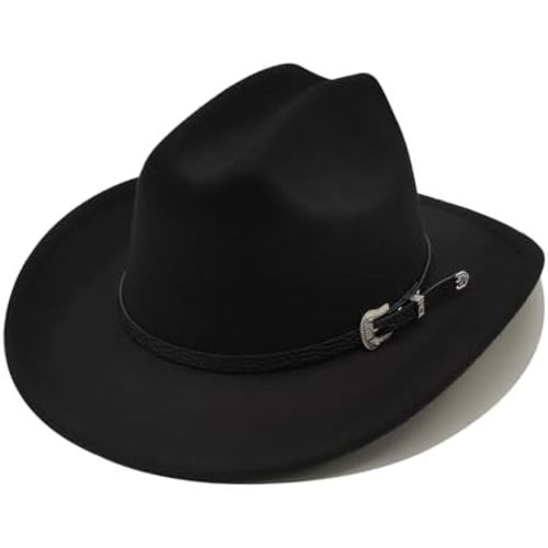 Willheoy Kids Cowboy Hat for Girls Boys Western Cowgirl Hat with Buckle Belt Unisex Wide Brim Fedora Hat Dress Up Costume