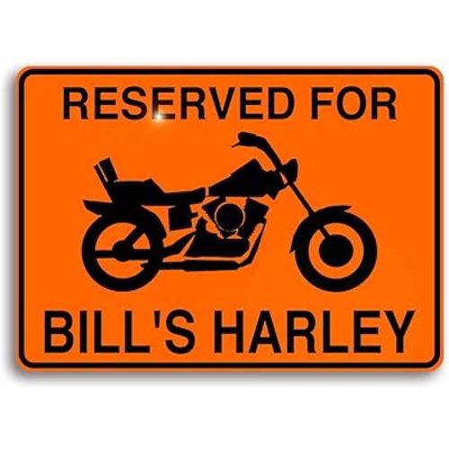 Custom Motorcycle Sign - Personalized Weatherproof Aluminum with Vibrant Vinyl Lettering for Home Decor, Man Caves, Garages - Easy Installation, Durable