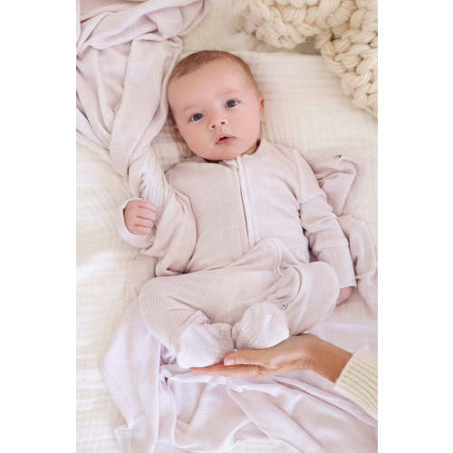 Sloane's Squares Bamboo Waffle Zipper Footie