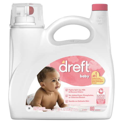 Dreft Newborn Baby Laundry Detergent, Hypoallergenic, Sensitive Skin, 80 Loads, 105 fl oz
