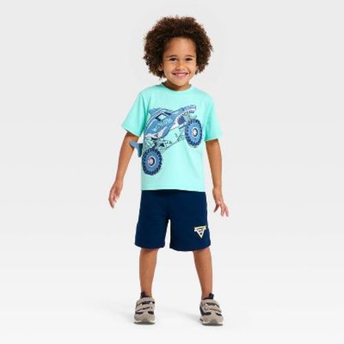 Toddler Boys' 2pc Monster Jam Megalodon T-Shirt & Shorts Set - Blue 2T