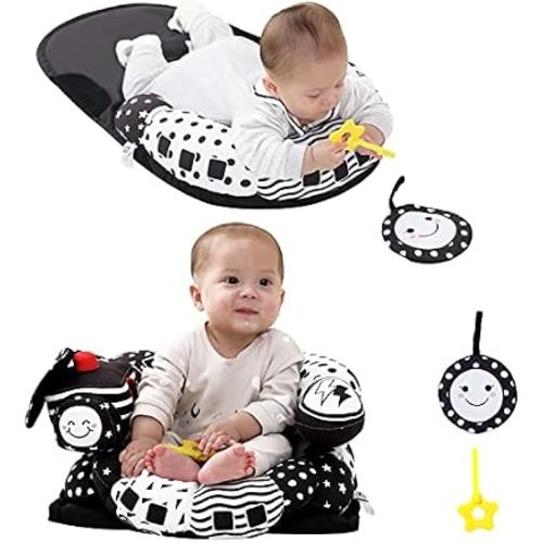 Lovvie & Joy 2-in-1 Tummy Time Mat & Seated Support Pillow,Baby Tummy Time Pillow Support for Newborns and Older Babies,with Detachable Support Pillow and Toys