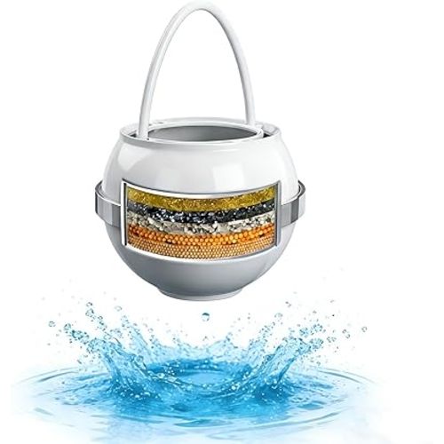 Bath Filter for Tub Faucet,Bathtub Kinder Water Filter,3000 Gallons,Hard Water Softener,Remove Chlorine and Fluoride to Improves Skin, Hair and Nails Condition, Glossy White