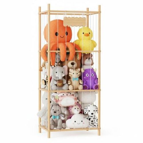 SpaceAid Stuffed Animal Storage Organizer – Wood Toy Zoo Cage, Large Plush Toy Holder for Playroom, 22.8 inch