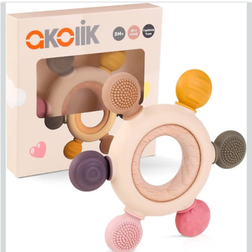 akolik Baby Teething Toys, Teething Relief Toy, BPA Free Baby Chew Toys Infant Toys Newborn Accessories, Teethers for Babies 0-3-6-9-12 Months Old Boys Girls