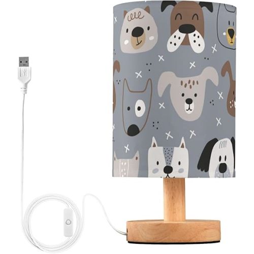 Yuiboo Bedside Lamps Cute Dog Faces Gray Night Light Lamp Trendy Night Light for Kids Home Office lampara de Noche para