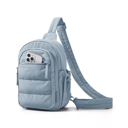 BAGSMART Small Sling Bag for Women, Puffer Crossbody Bag Purses Hobo Handbag Fanny Packs for Travel Hiking