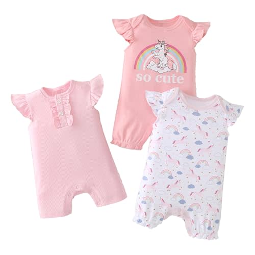YOURDIARY Baby Boy Rompers Short Sleeve Cotton Toddler Rompers Graphic Print Baby Clothes One-Piece Outfit