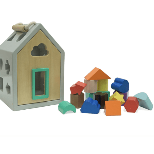 Wonder & Wise Hip Shape House Wood Sorting Game | Modern Nursery™