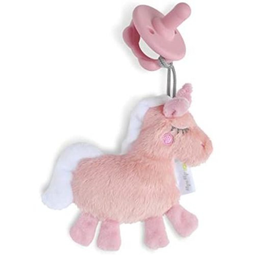 Itzy Ritzy Pacifier & Lovey Set; Detachable Plush Unicorn & Coordinating Pink Silicone Pacifier; Ideal for Ages 0 Months & Up, Unicorn , 4 x 0.5 x 5 Inch (Pack of 1)