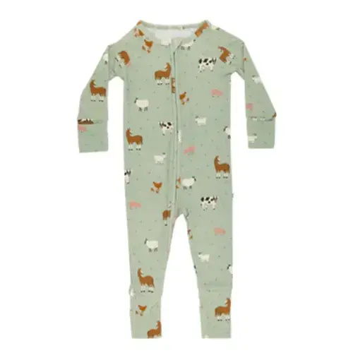 Farm Animals Small Ribbed Zip Romper