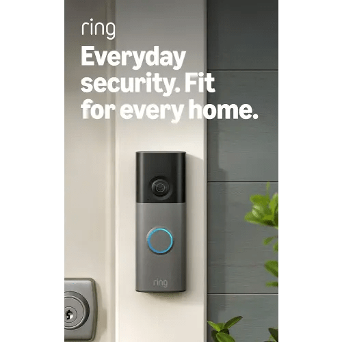 Ring Battery Doorbell (newest model) — Retinal 2K with wide-angle video, up to 6x Enhanced Zoom, Two-Way Talk, and Built-In Battery, Speckled Gray
