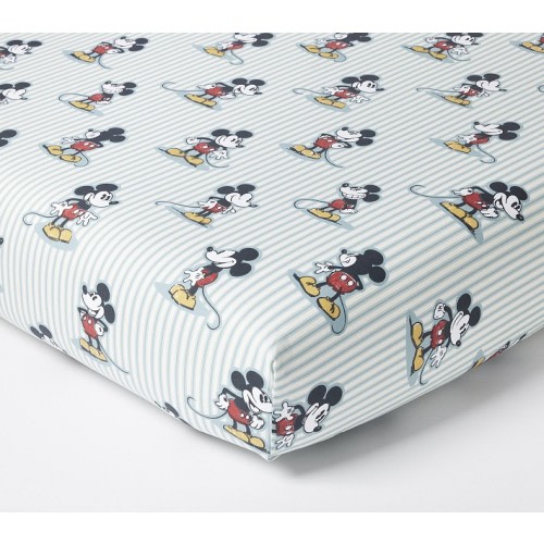 Disney Home x Sanderson Mickey Mouse Stripe Organic Crib Fitted Sheet