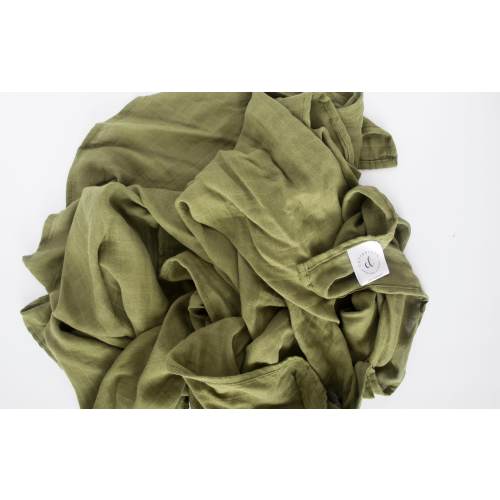 Olive Green Bamboo Muslin Baby Swaddle Blanket