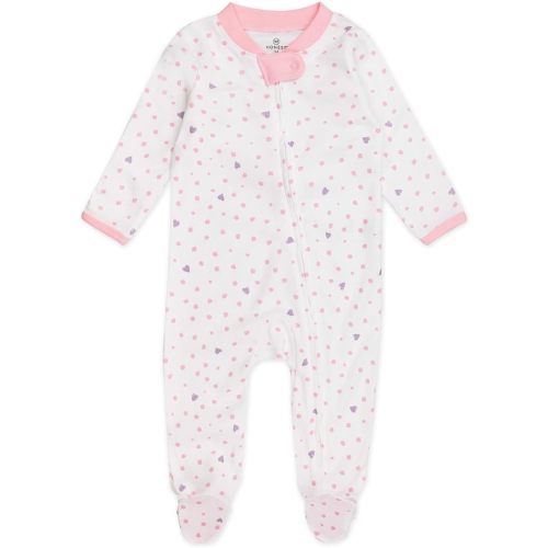 HonestBaby Sleep & Play Footed One-Piece Pajama Sleeper 100% Organic Cotton, Baby Girls