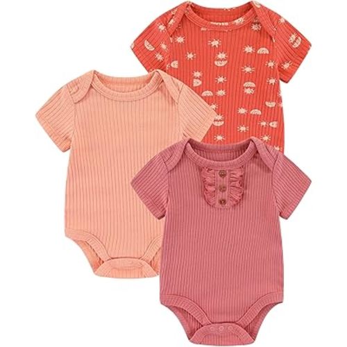 Newborn Baby Boy Girl Bodysuits Short Sleeve Summer Infant Clothes 0-12 Month