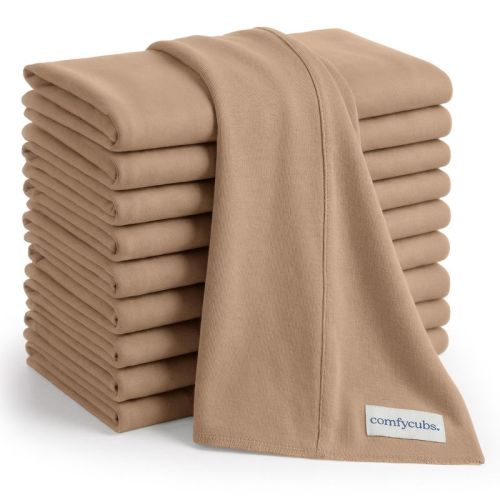 Comfy Cubs Baby Burp Cloths Set Pack of 10 - Large, 6-Layer, Ultra Absorbent Soft 100% Cotton for Infants - Cedar