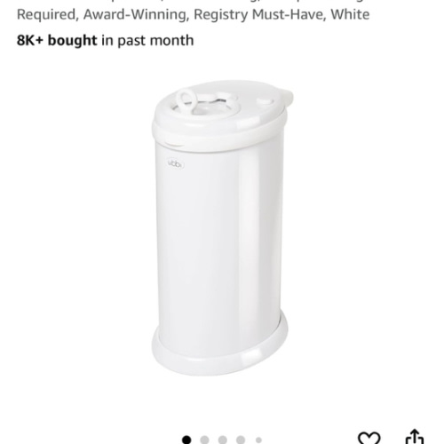 Ubbi Steel Diaper Pail, Odor Locking, No Special Bag Required, Award-Winning, Registry Must-Have, White