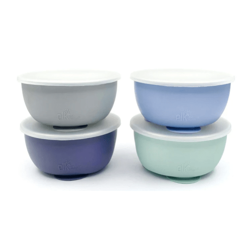 Stainless Steel Bowl with Silicone Suction Sleeve + Lids