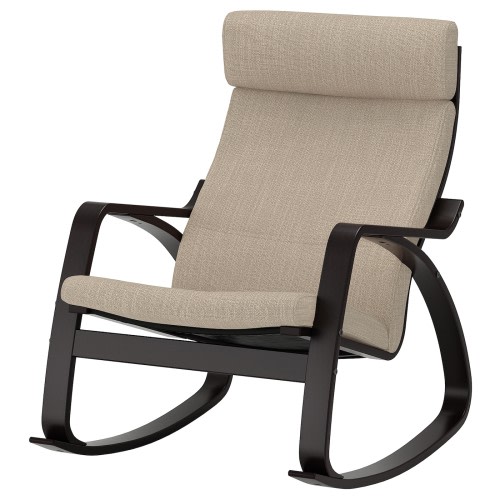 POÄNG Rocking chair - black-brown/Hillared beige