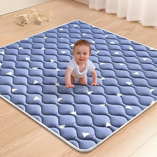 Premium Foam Baby Play Mat, 50x50 Playpen Mat for Playpen, Thicken One-Piece Crawling Mat, Non-Slip Cushioned Activity PlayMats for Infants, Babies, Toddlers, Play & Tummy Time, Baby Essentials Items