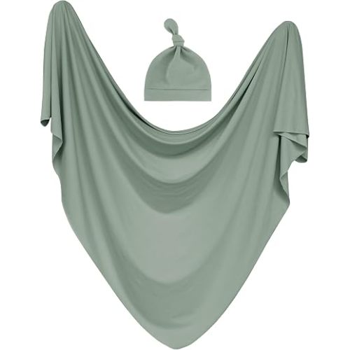 MairMore Newborn Swaddle Blanket & Beanie Set, Baby Receiving Blanket