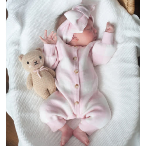 Gingham Knit Jumpsuit in Pink