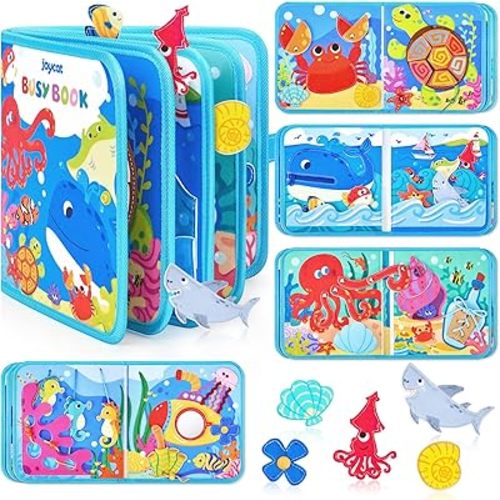 JoyCat Ocean Busy Book for Toddlers 1-3 - Travel Toy Activity Book for 1 2 3 Year Old Boys Girls, Educational Travel Toy with Sea Animals & Life Skills, Toddler Birthday Gift, Autism Sensory Toys